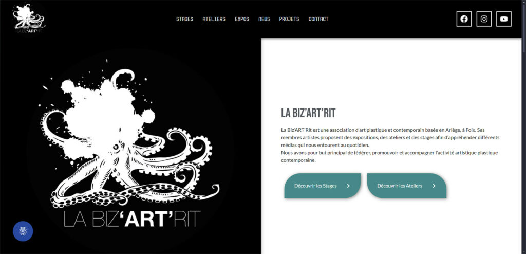 Capture d'écran de la page d'accueil du site www.bizartrit.com/