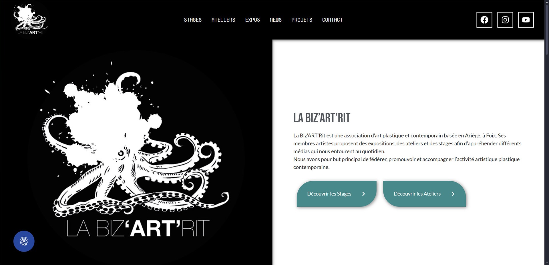 Capture d'écran de la page d'accueil du site www.bizartrit.com/